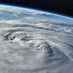 Hurrikan-Wirbel aus dem Weltall betrachtet